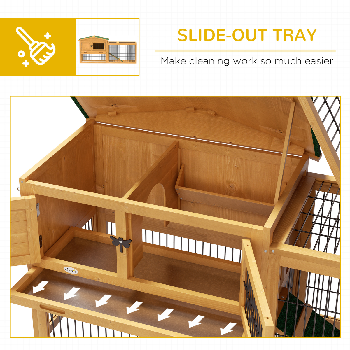 Pawhut Rabbit Hutch Pet House Outdoor Run Design w/ Water-Resistant Paint Ramp