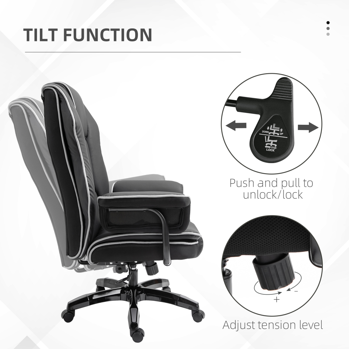 Piped PU Leather Padded High-Back Computer Office Gaming Chair Black Vinsetto