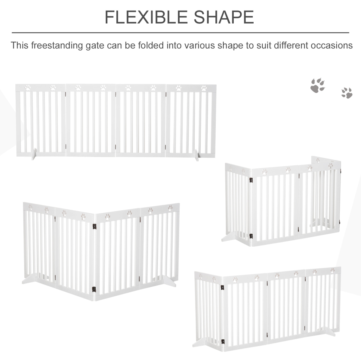 Pet Gate Foldable Freestanding Dog Safety Barrier w/ Support Feet White