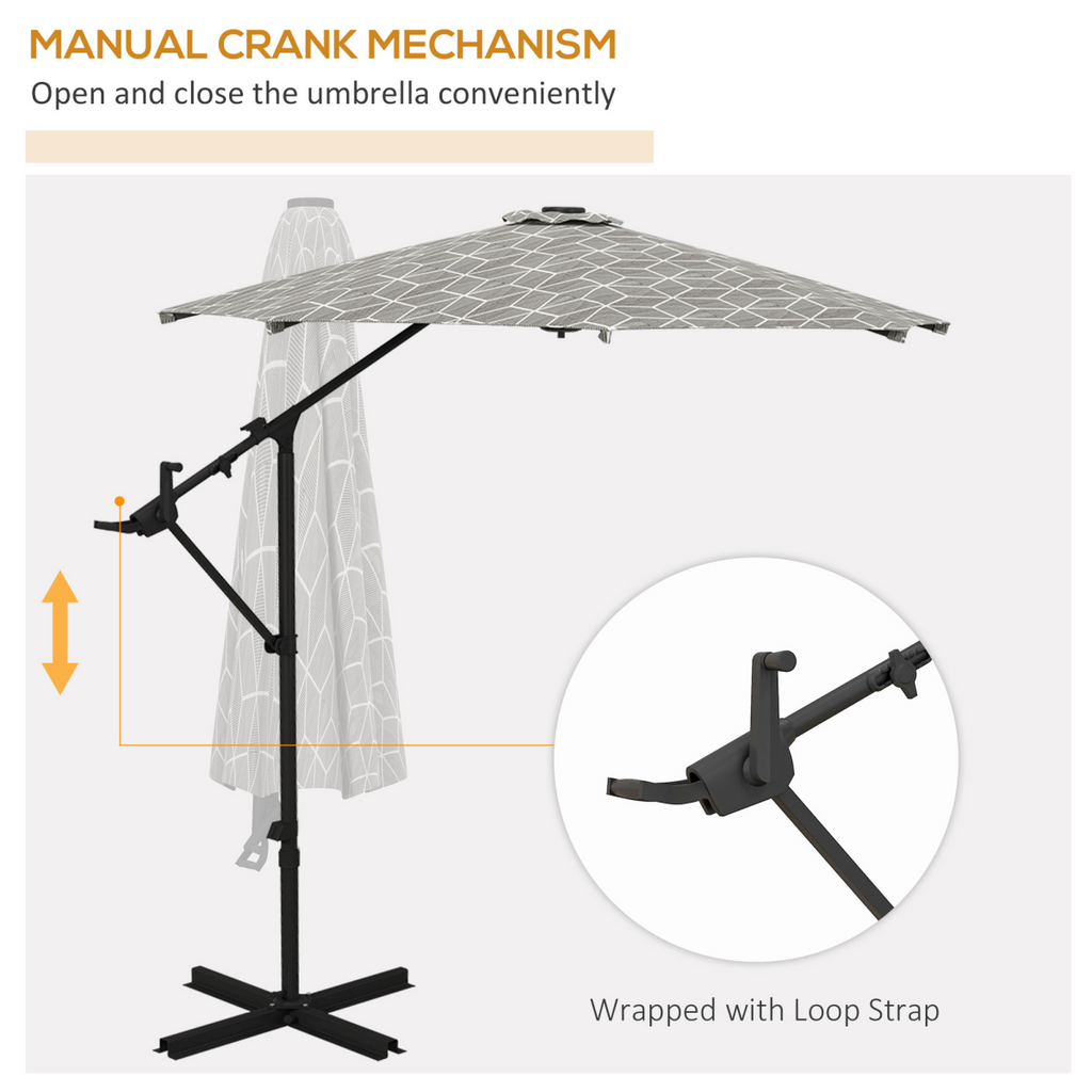 Outsunny 2-in-1 Cantilever Parasol and Market Parasol with 360� Rotation