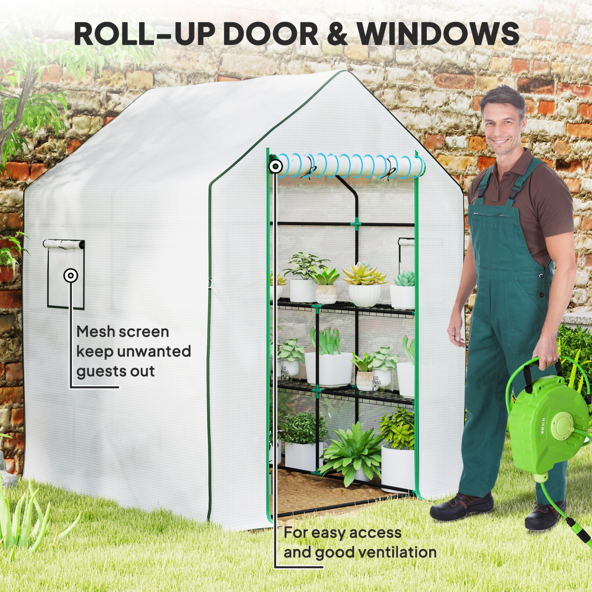 Outsunny Compact Walk-In Greenhouse with 8 Shelves - Perfect for Small Gardens!