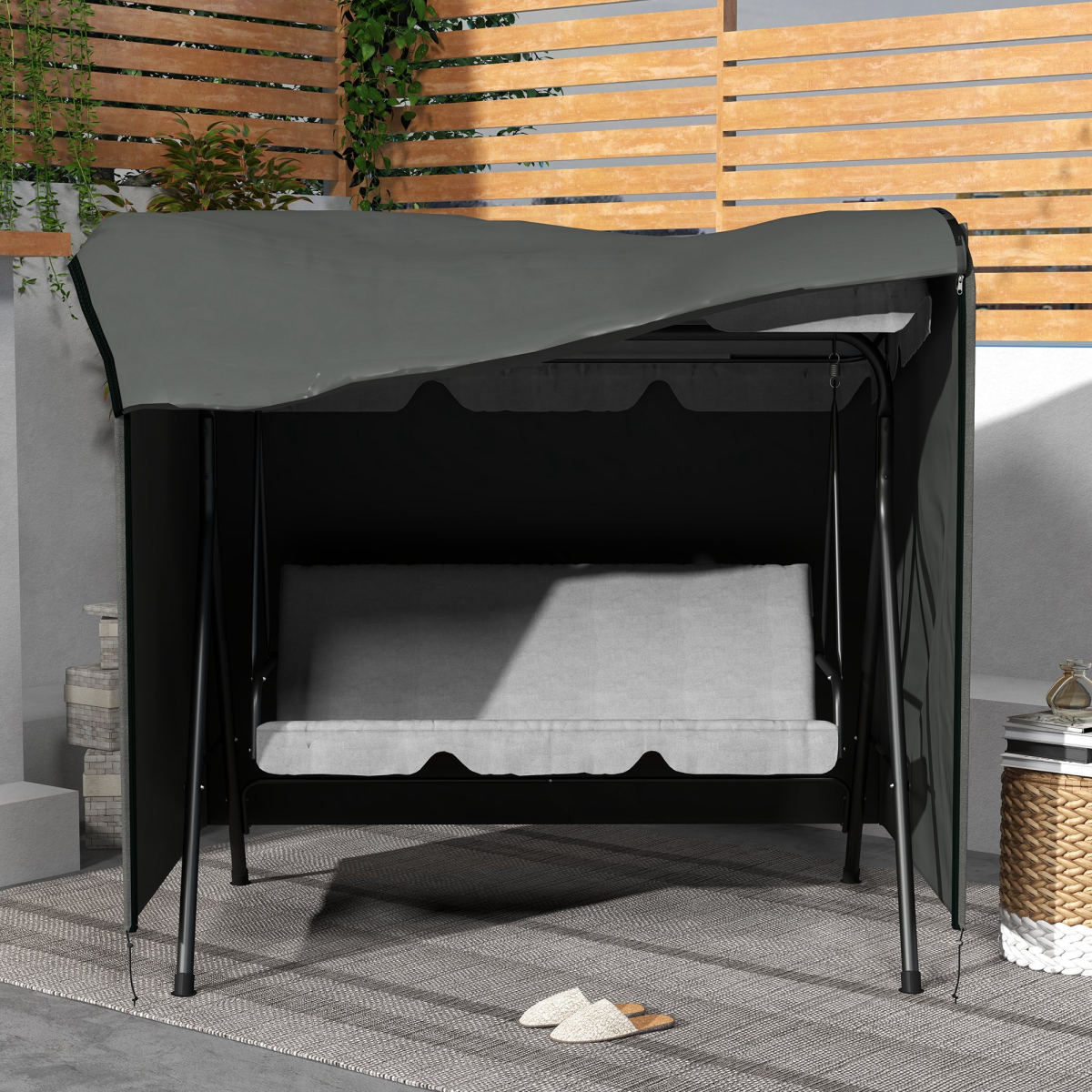 Outsunny Garden Furniture Protector Patio Swing Chair Cover Large Outdoor Grey