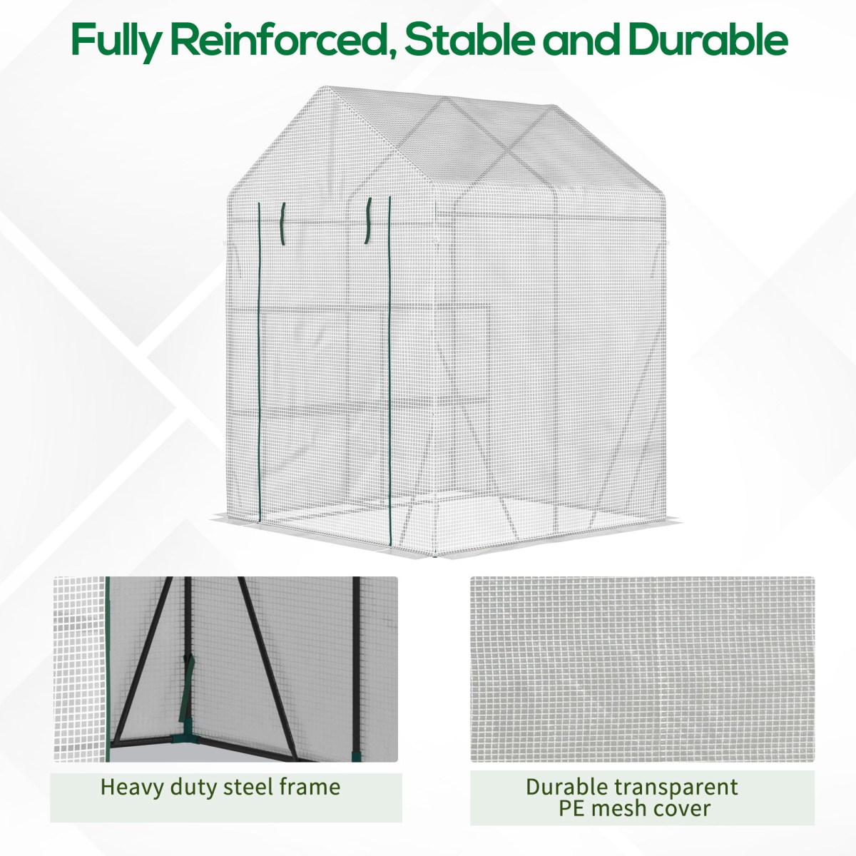 Outsunny Portable PE Greenhouse with 2-Tier Shelf - Protect Your Plants!