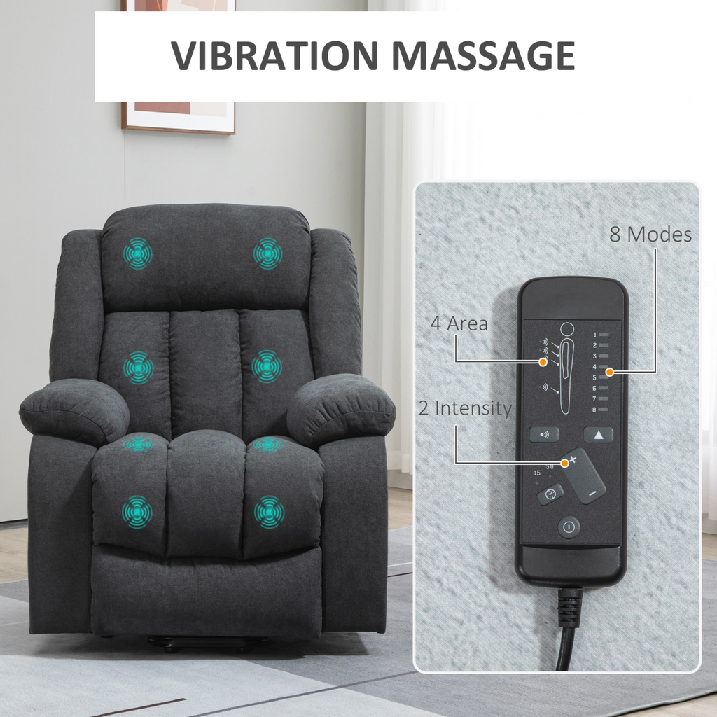 HOMCOM Heavy Duty Riser and Recliner Chair Lift Chair for the Elderly Dark Grey