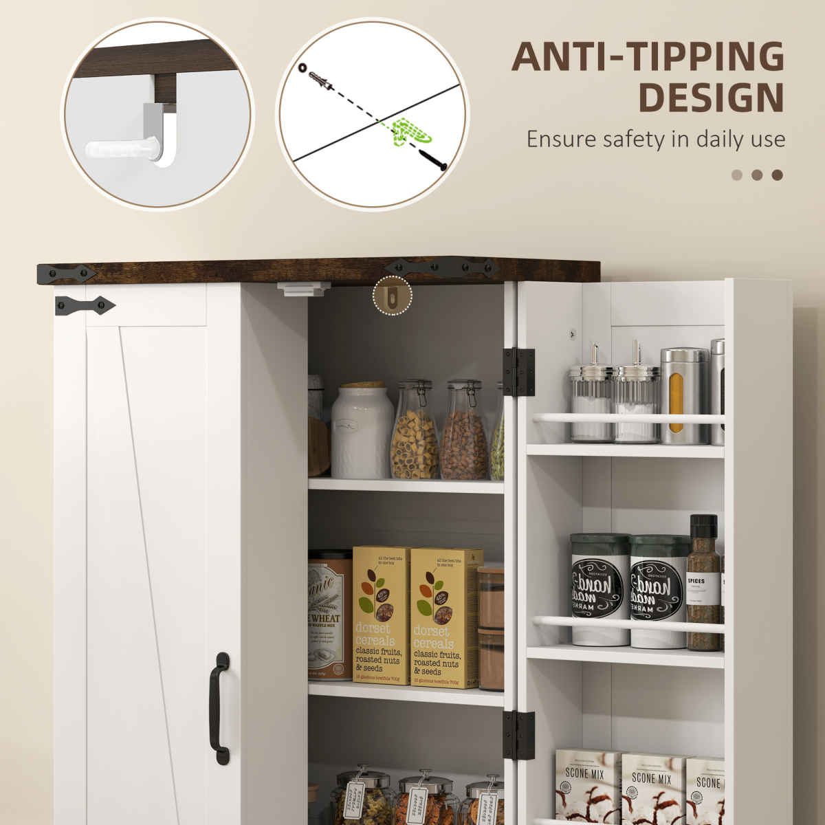 Stylish Farmhouse Cabinet with Adjustable Shelves - Sturdy Storage Solution