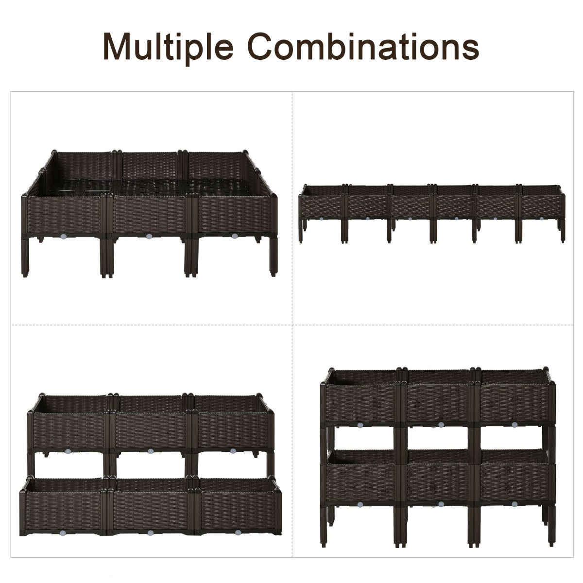 Stackable 6-Pc Raised Garden Bed Set for Comfortable Home Gardening