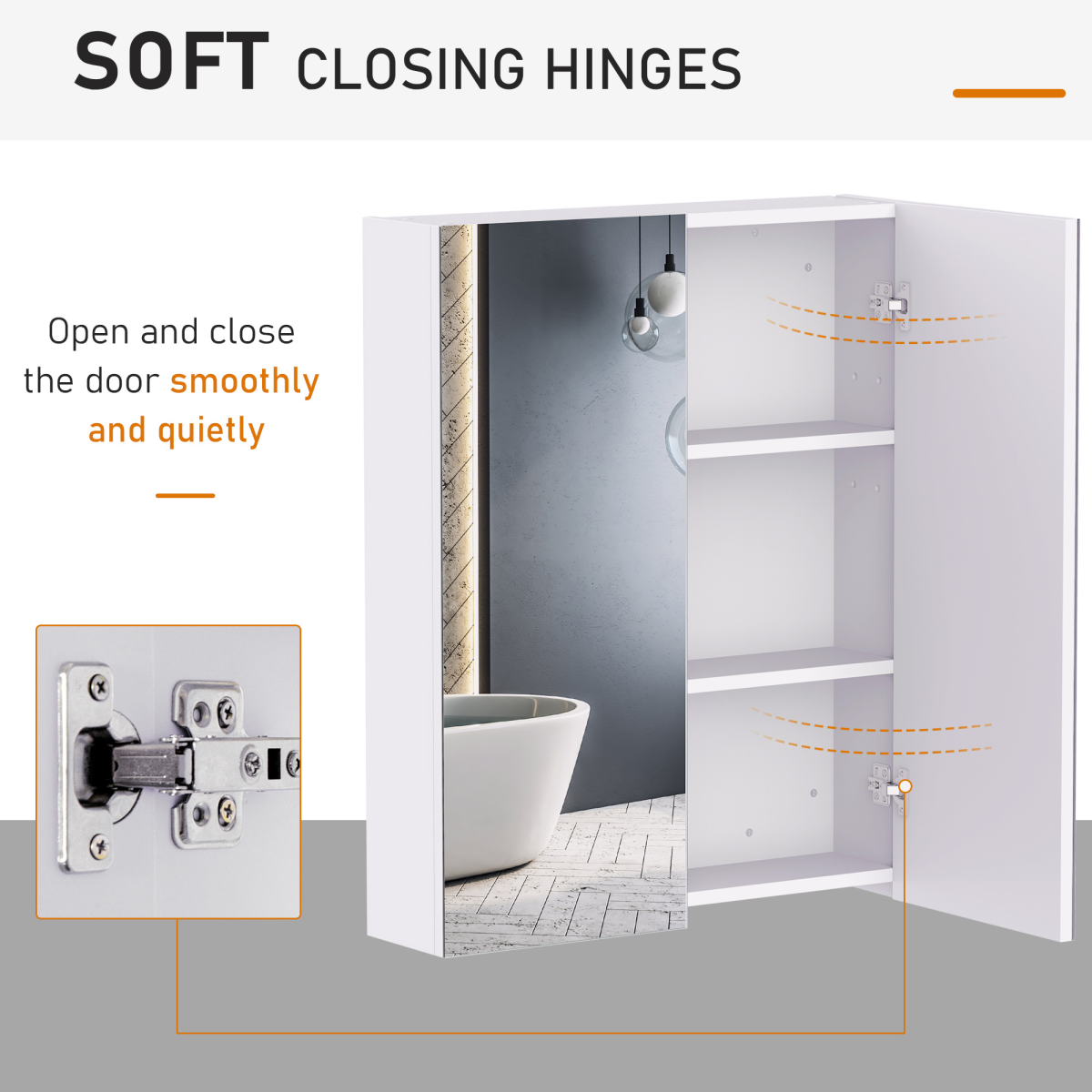 HOMCOM 60x75cm Mirror Cabinet Wall Mount Storage Organizer Door Adjustable