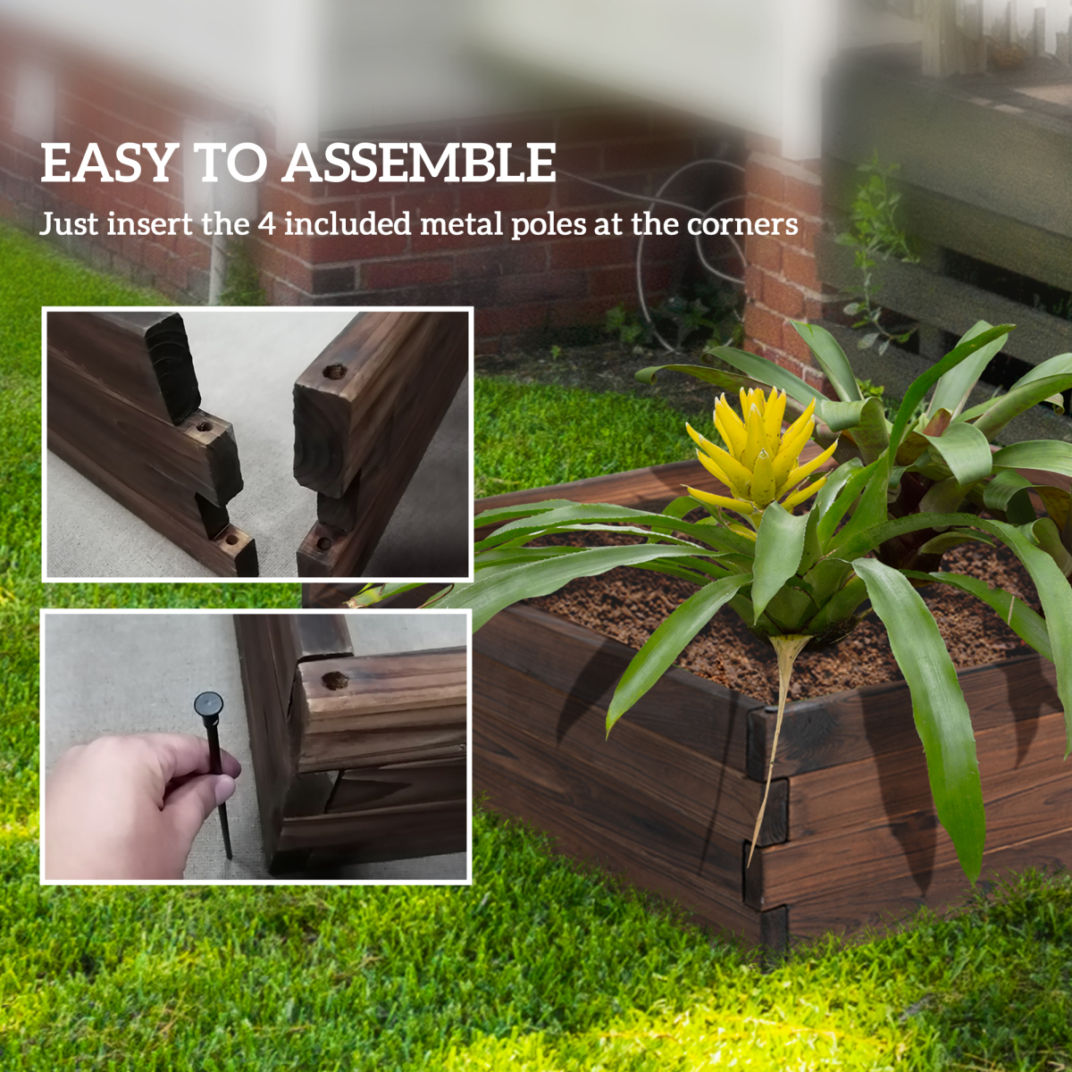 Stylish Wooden Raised Garden Bed Planter - 80x80x22.5cm for Home Gardening