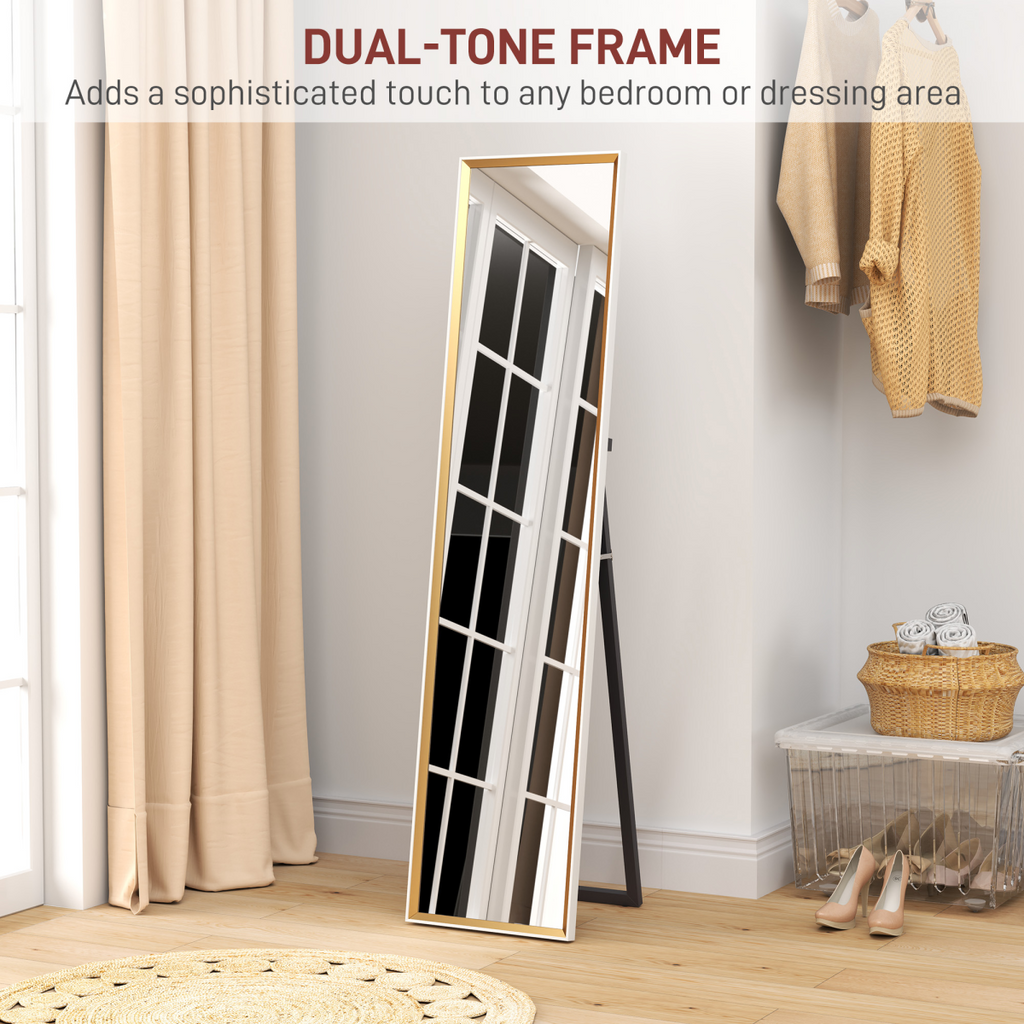 HOMCOM Full Length Mirror Wall Mount Leaning Standing Mirror, White