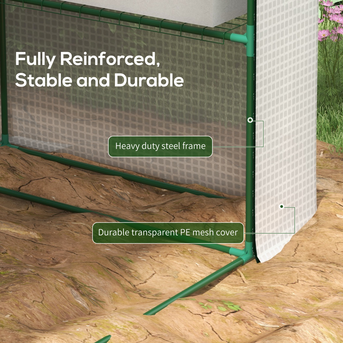 Outsunny Walk-in Garden Greenhouse Shelves Polytunnel Steeple Grow House