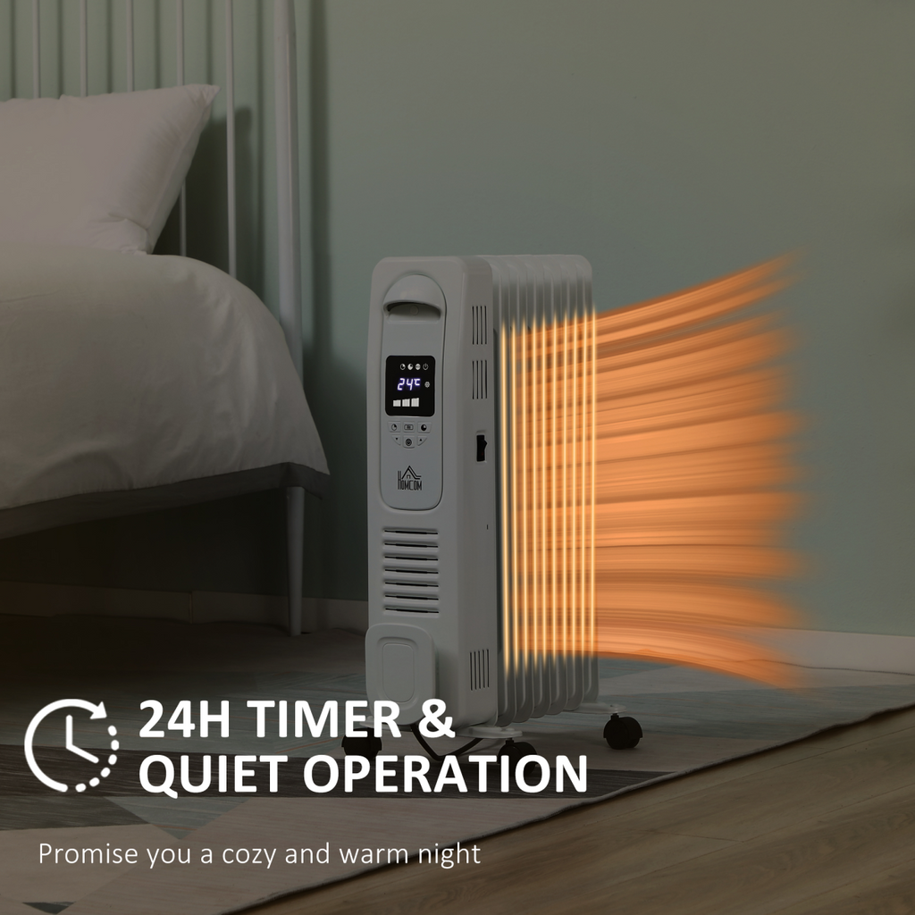 1500W Digital Oil Filled Radiator Portable Electric Heater with LED Display