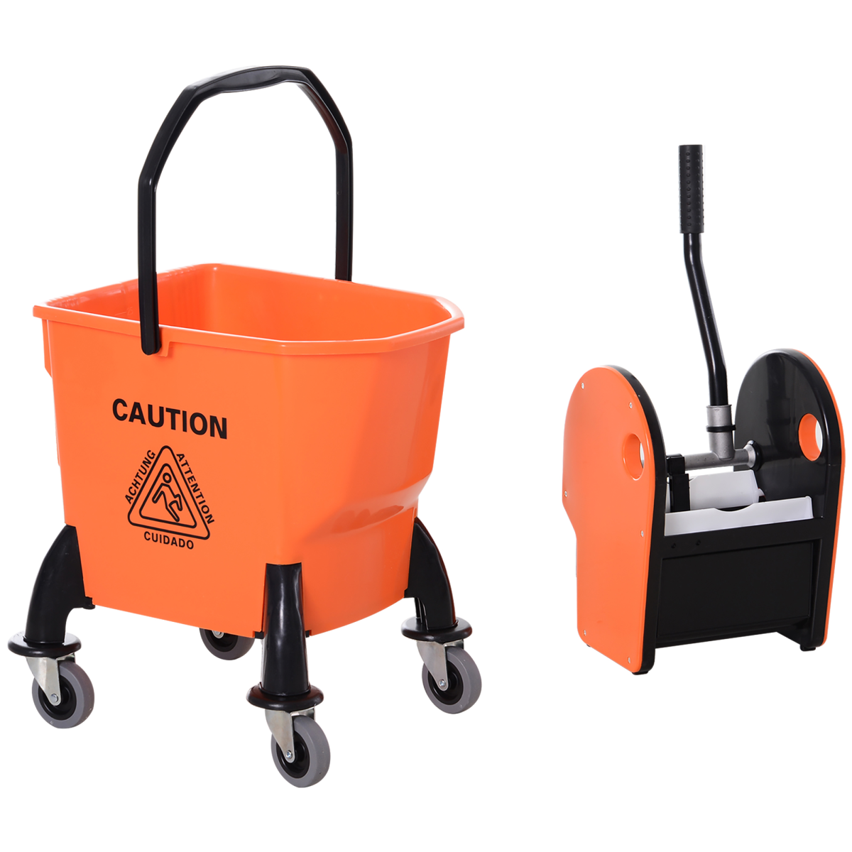 HOMCOM Mop Bucket on Wheels with Carry Handle, Mop Holder and Plastic Body