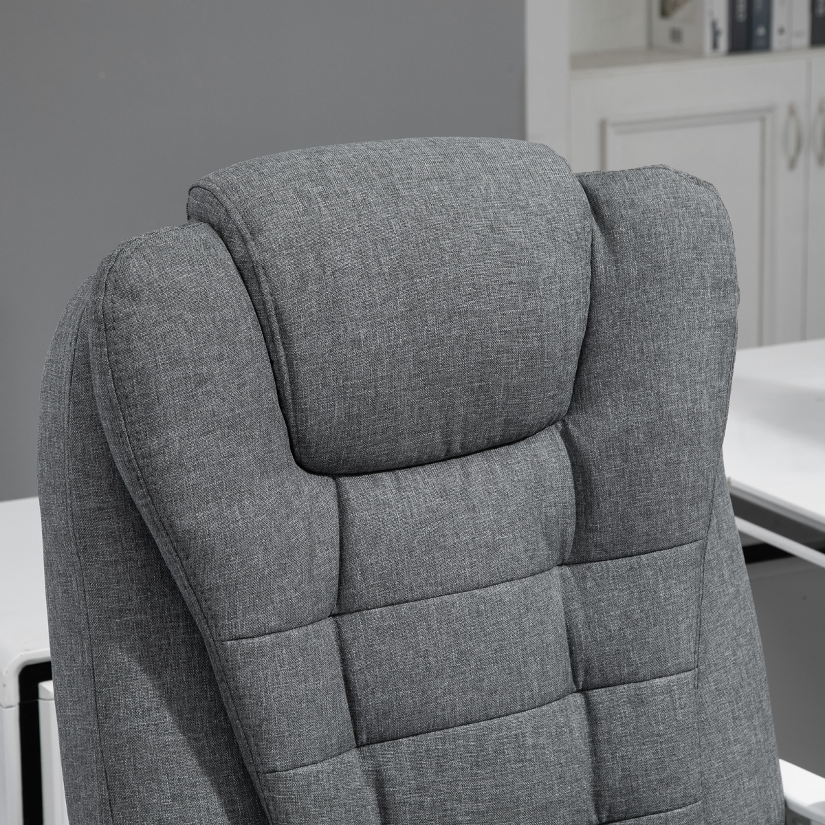 Computer Office Chair Home Swivel Task Recliner w/ Footrest, Arm, Grey