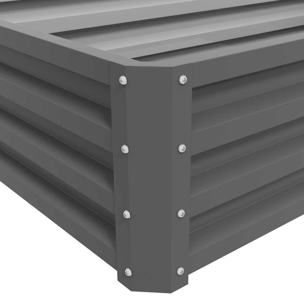 Outsunny Steel Raised Garden Bed - Stylish Elevated Planter Box in Light Grey