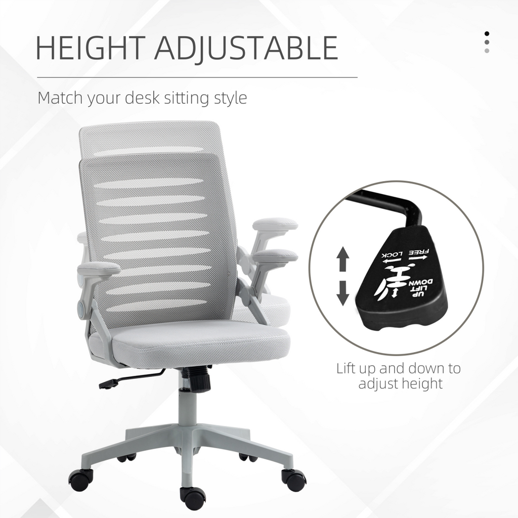 Vinsetto Ergonomic Mesh Office Chair with Lumbar Support & Swivel, Grey