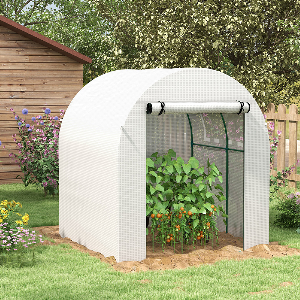 Outsunny 6ft x 6ft Portable Greenhouse with Roll-up Window & Zipped Door