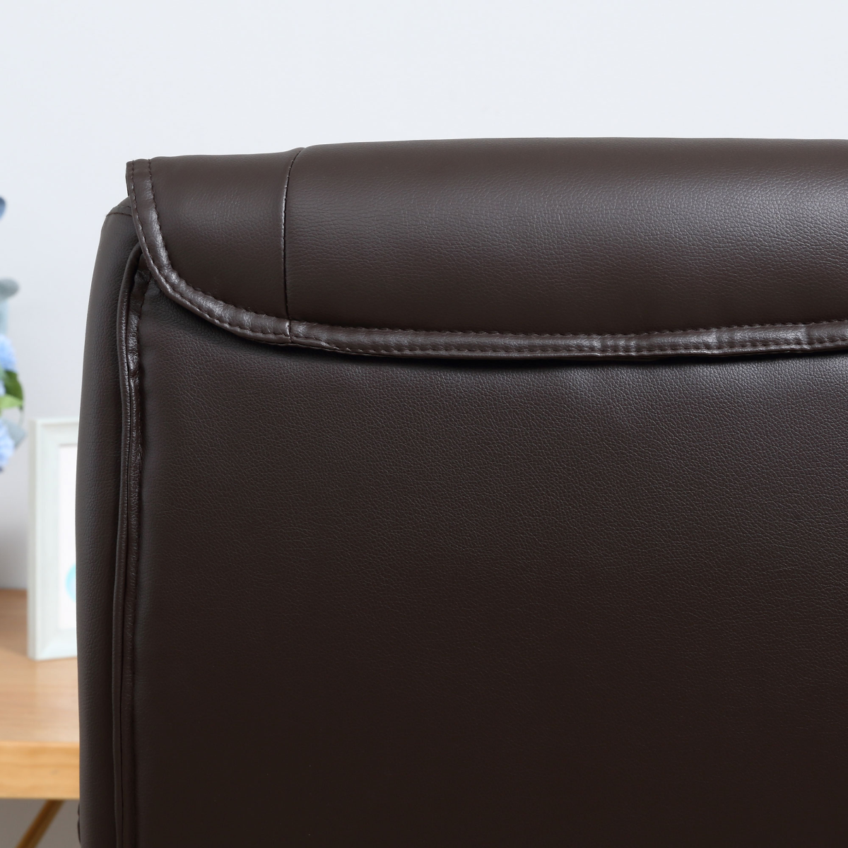 Executive Computer Office Desk Chair High Back Faux Leather Swivel Chair Brown