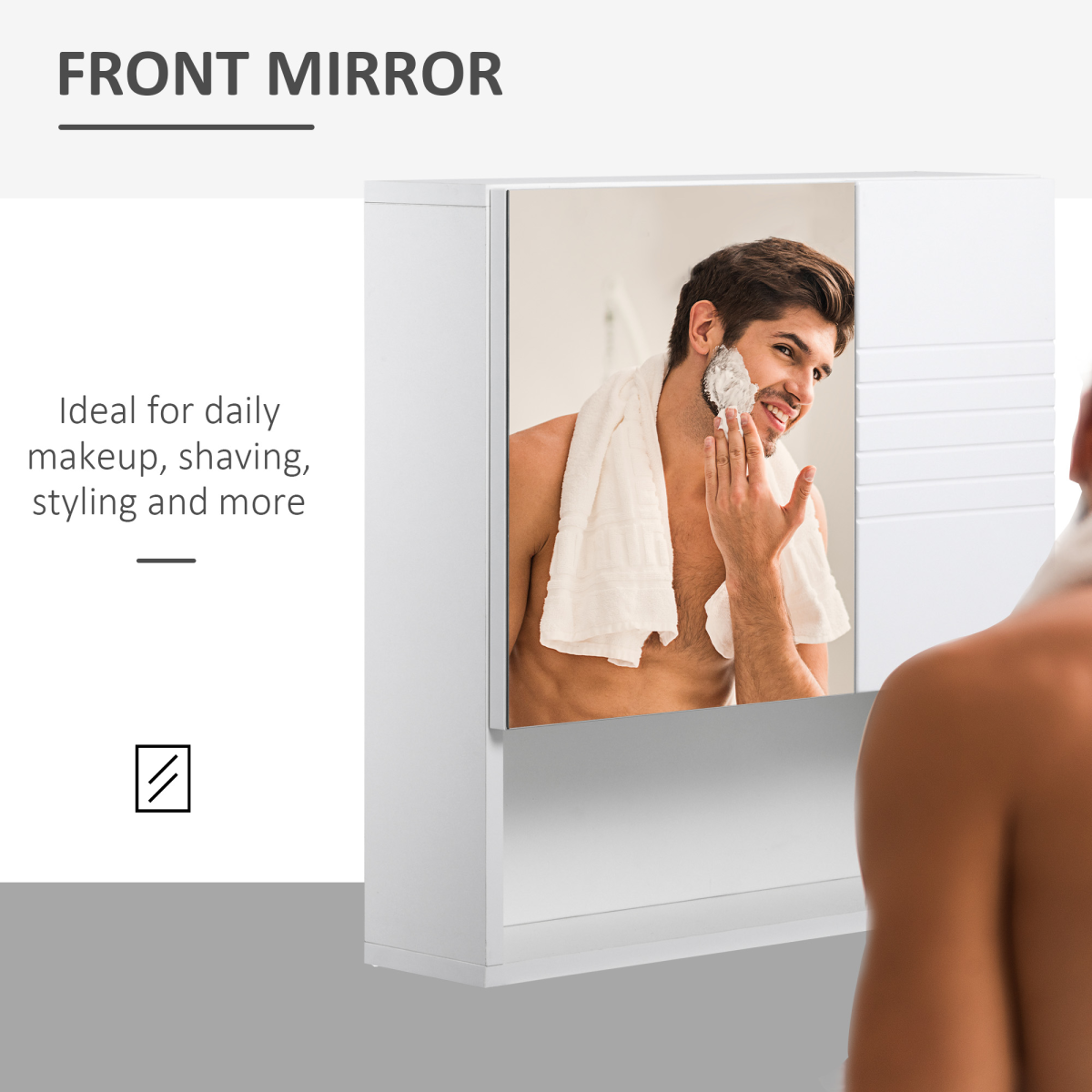 kleankin Bathroom Wall-Mounted Mirror Cabinet  Double Door Adjustable Shelves