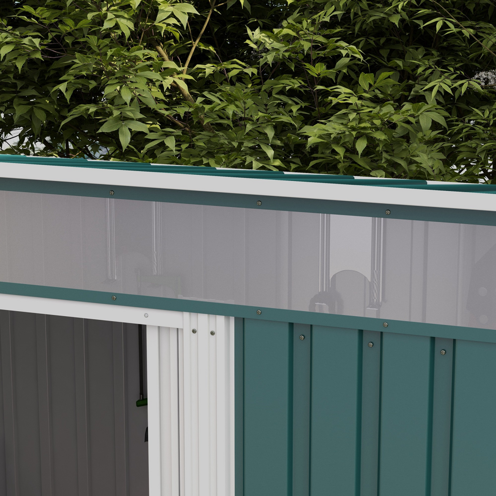 Outsunny 6.5x4FT Garden Shed with Foundation Lockable Metal Tool Shed Green