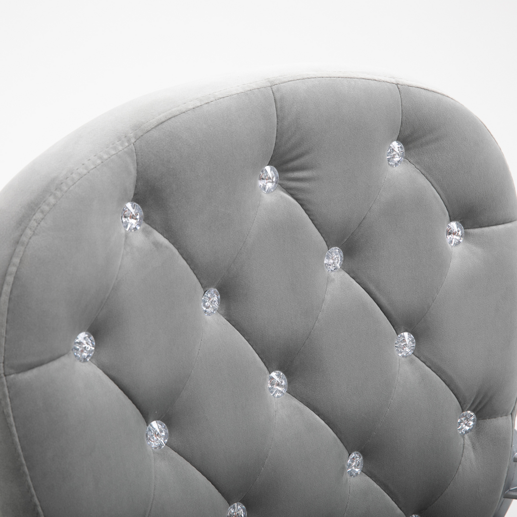 Sparkling Elegance: Ergonomic Velvet Diamond-Tufted Office Chair in Grey