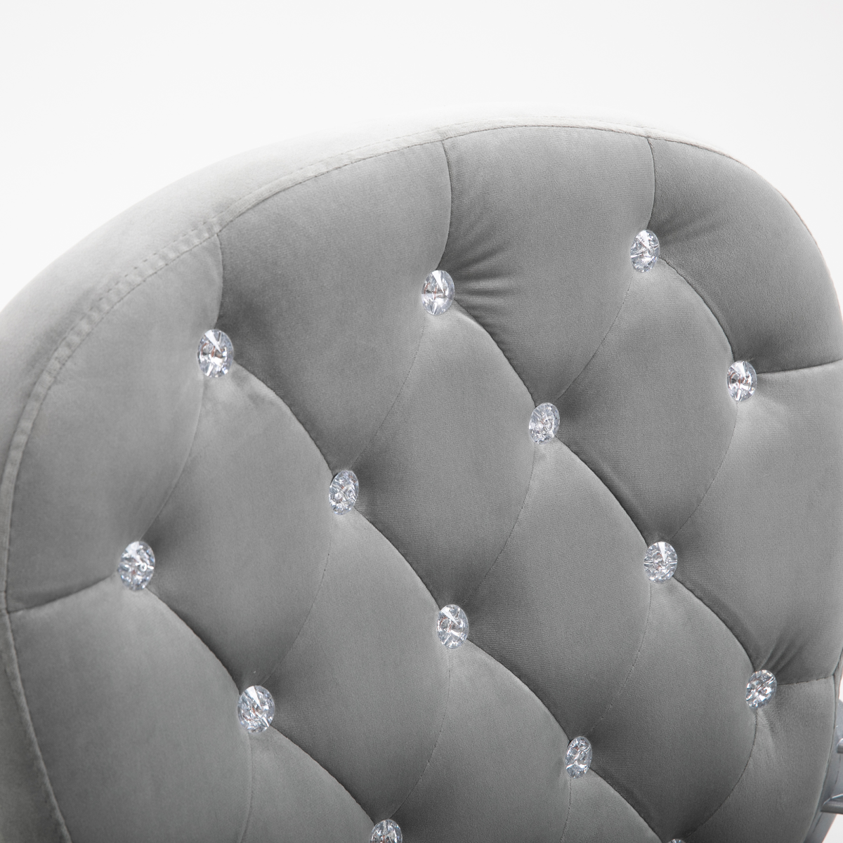 Sparkling Elegance: Ergonomic Velvet Diamond-Tufted Office Chair in Grey