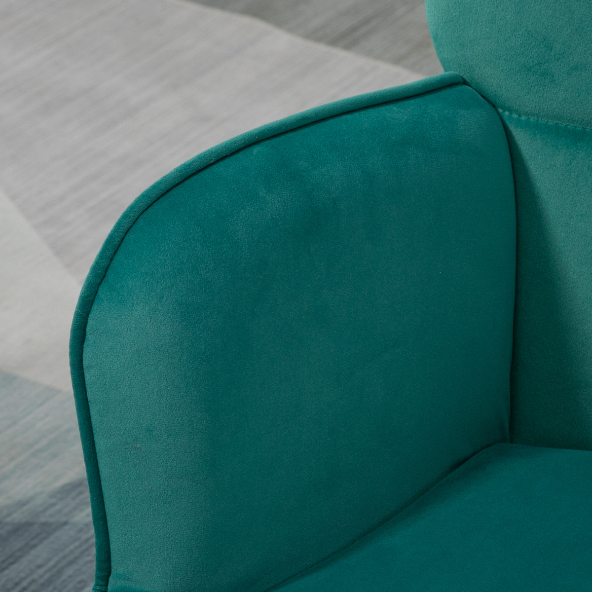HOMCOM Button Tufted Armchair with Footstool and Gold Tone Steel Legs Dark Green