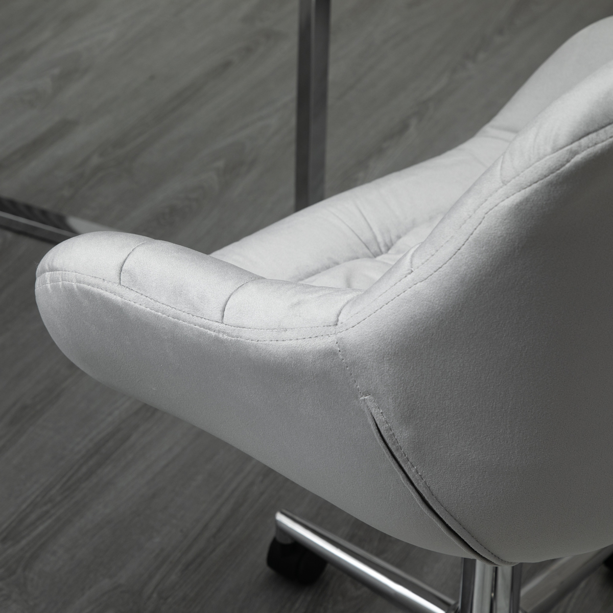 Velvet Home Office Chair Comfy Desk Chair w/ Adjustable Height Armrest Grey
