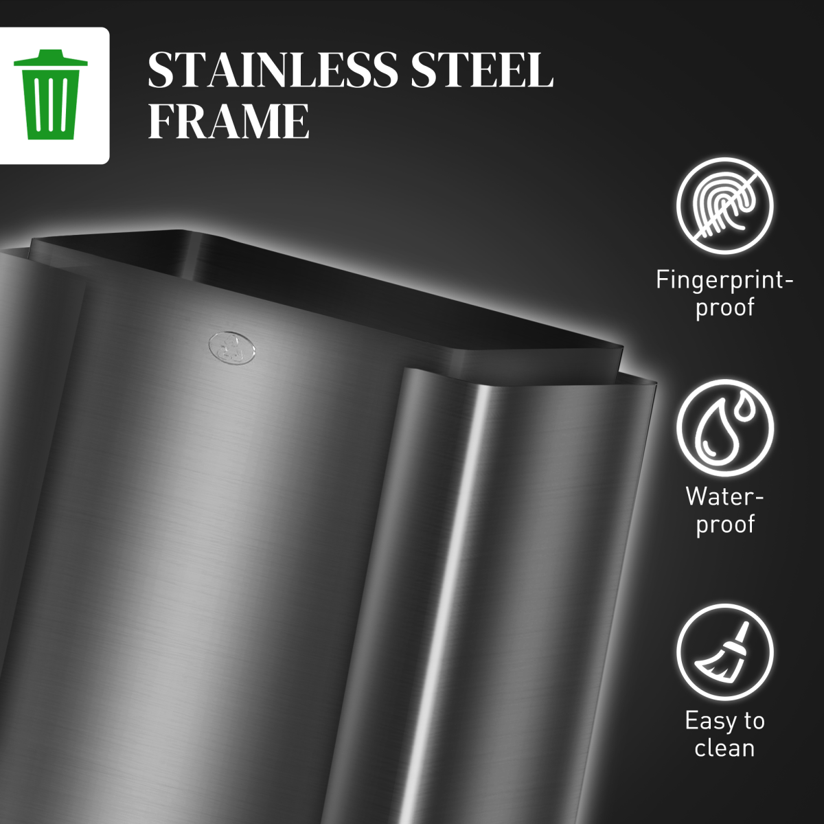 HOMCOM 3 x 15L Triple Kitchen Bin Pedal Bin for Recycling and Waste, Black