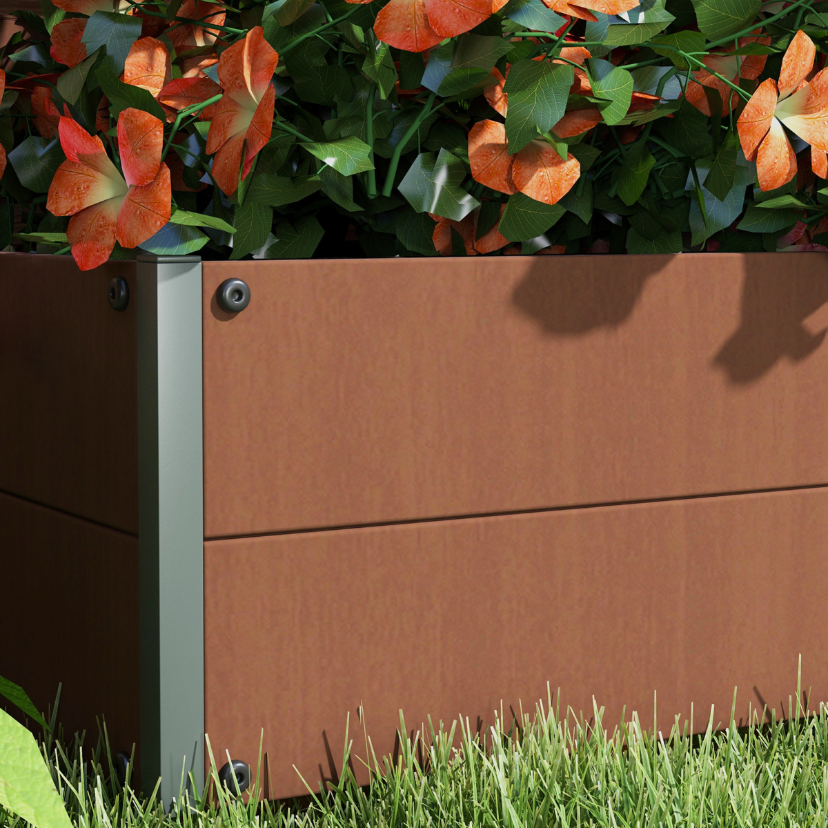 Outsunny Raised Garden Bed with Trellis Standing Patio Planter Box Light Brown