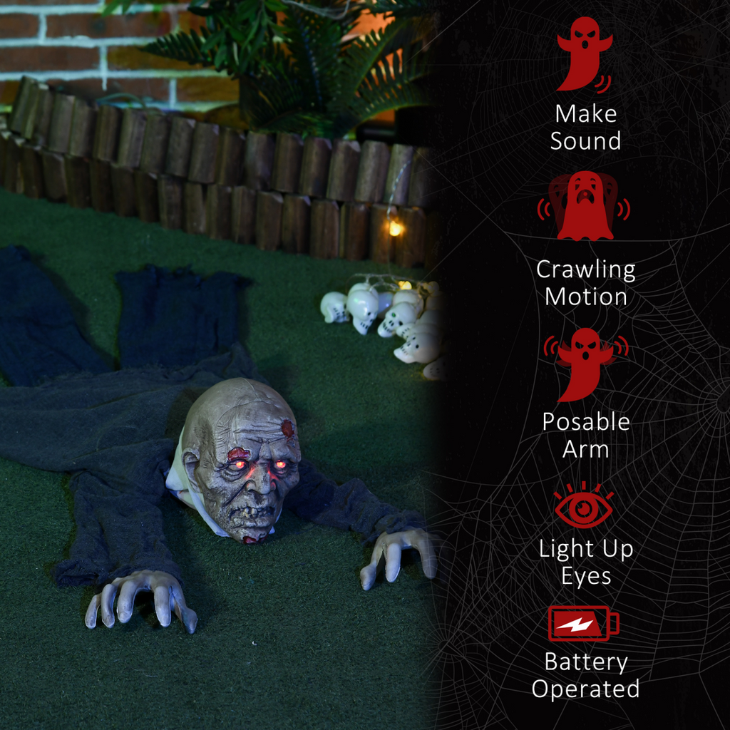 HOMCOM 5.2ft Halloween Outdoor Decoration Crawling Zombie, Sound Activated