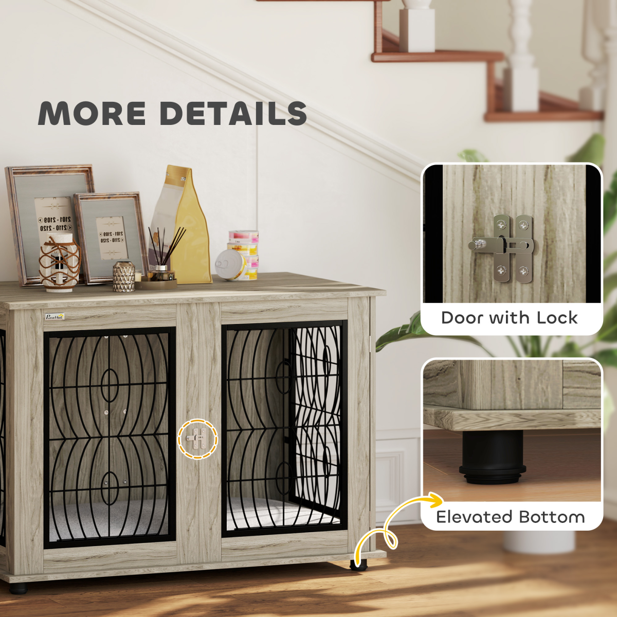 PawHut Dog Crate Furniture, 44.5" End Table for Extra Large Dogs w/ Cushion