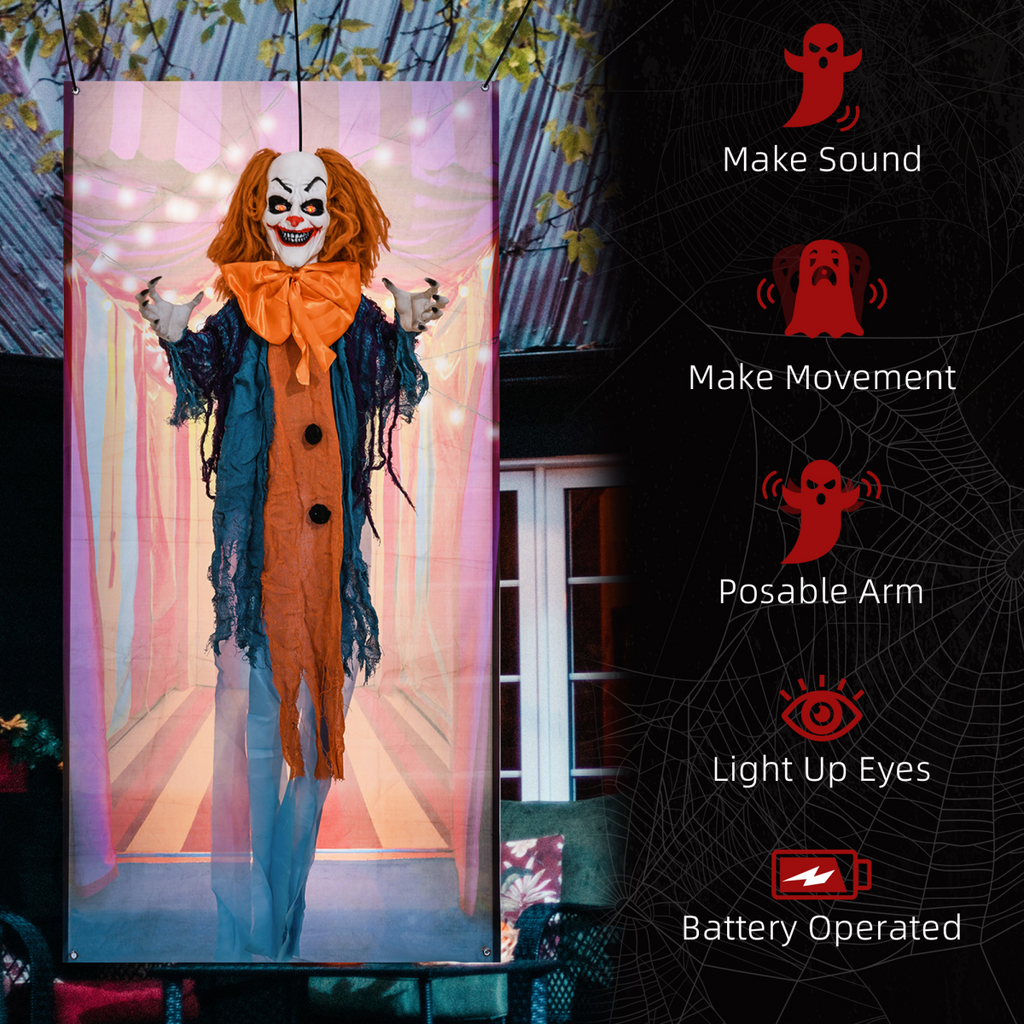 HOMCOM Circus Clown Halloween Decoration, Outdoor Animated Prop for Party
