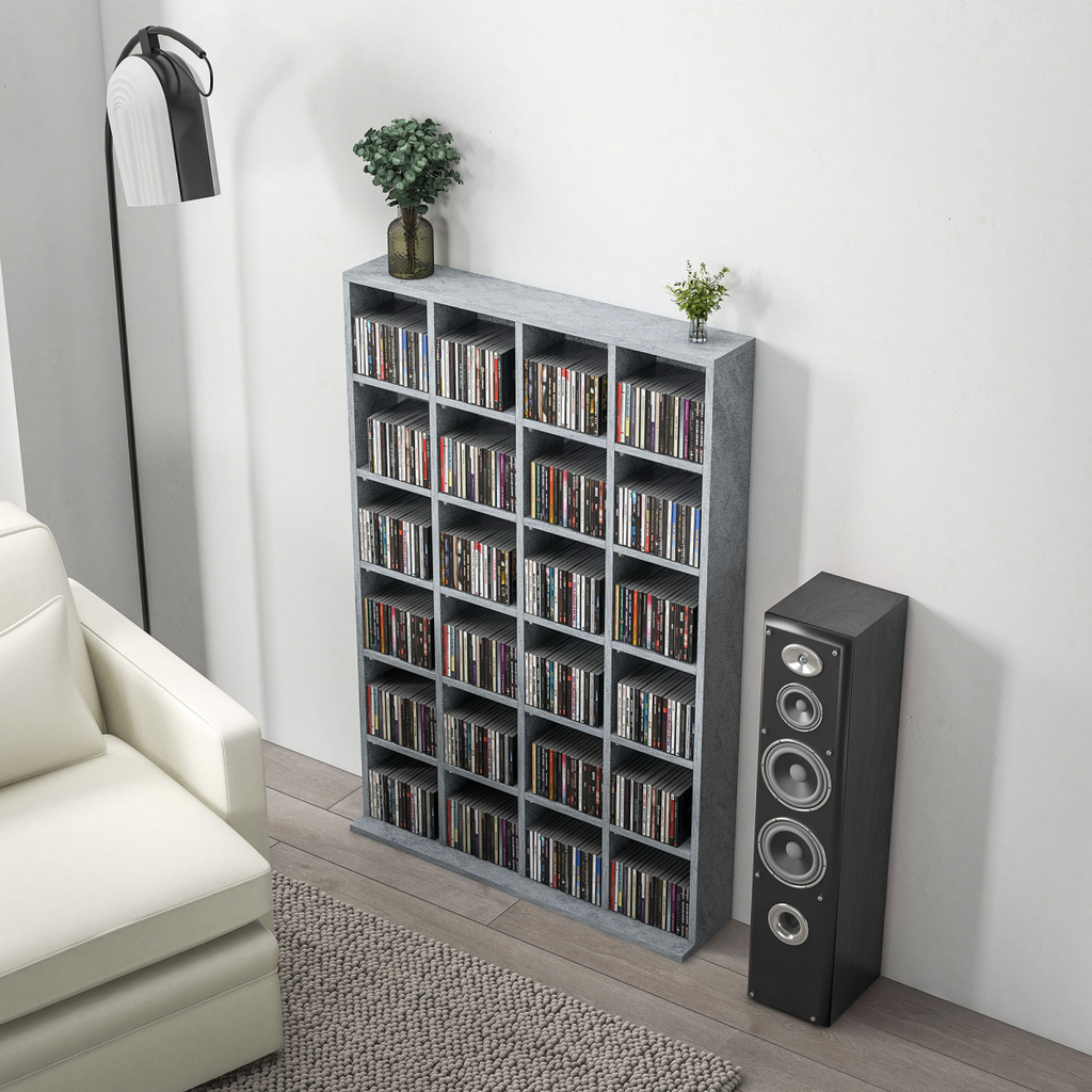 HOMCOM DVD CD Media Storage Rack, Video Display Unit, 89 x 130.5 cm, Grey
