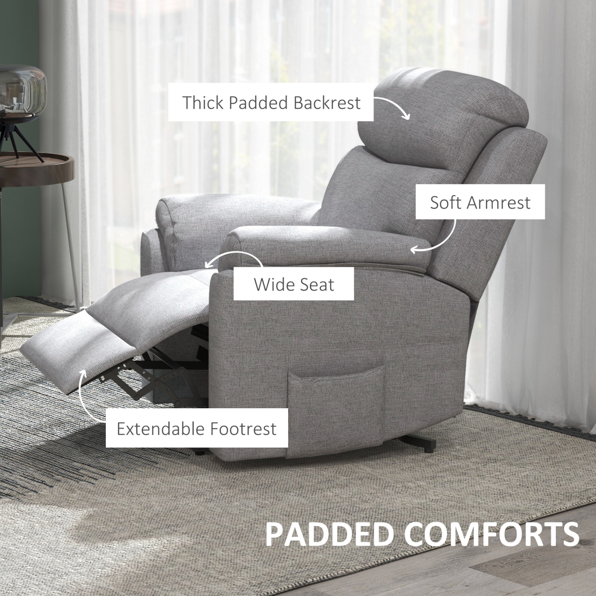 HOMCOM Power Lift Chair Electric Riser Recliner with Remote Control, Grey