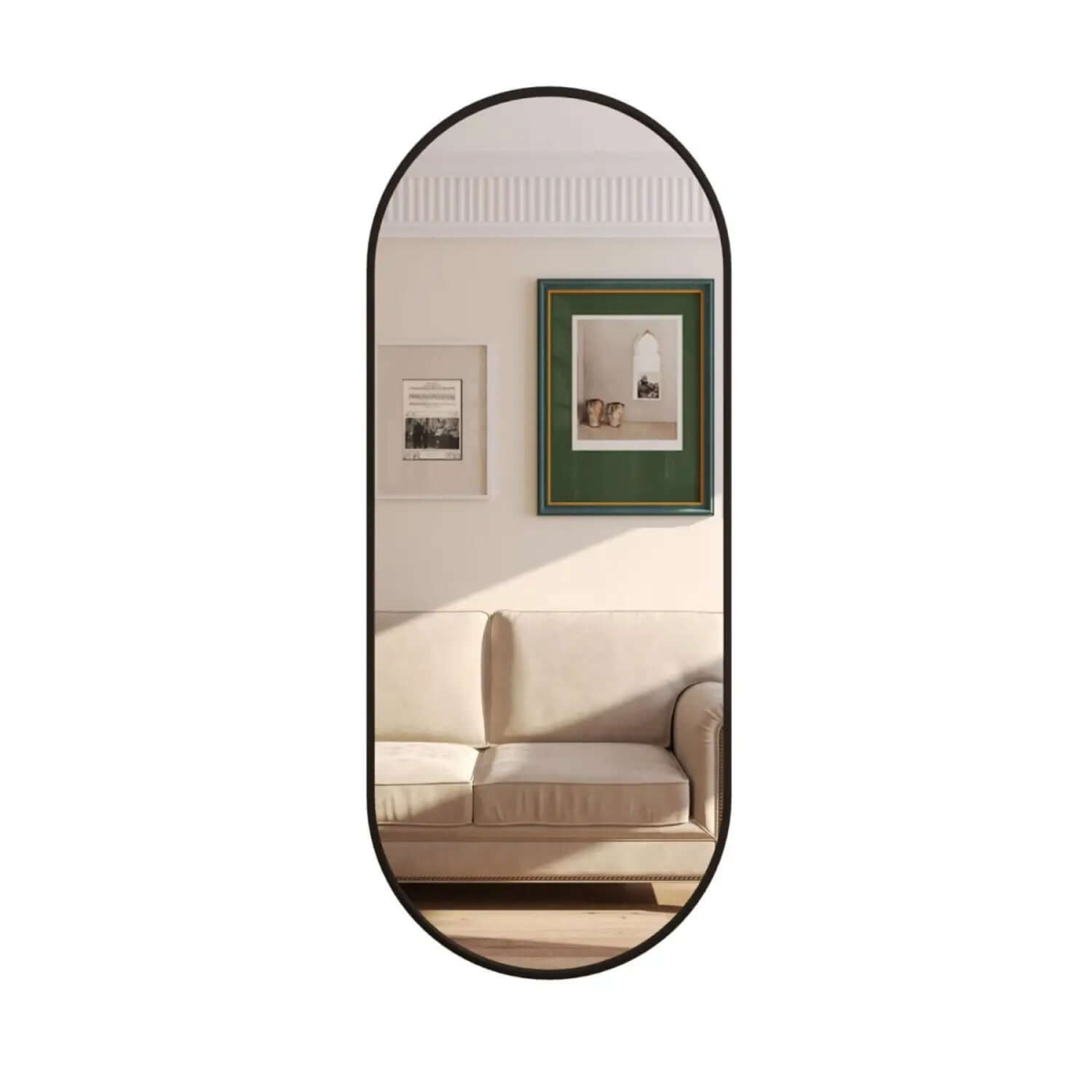 Emi Sleek Black Oval Mirror - 150cm x 60cm | Modern Elegance for Any Space