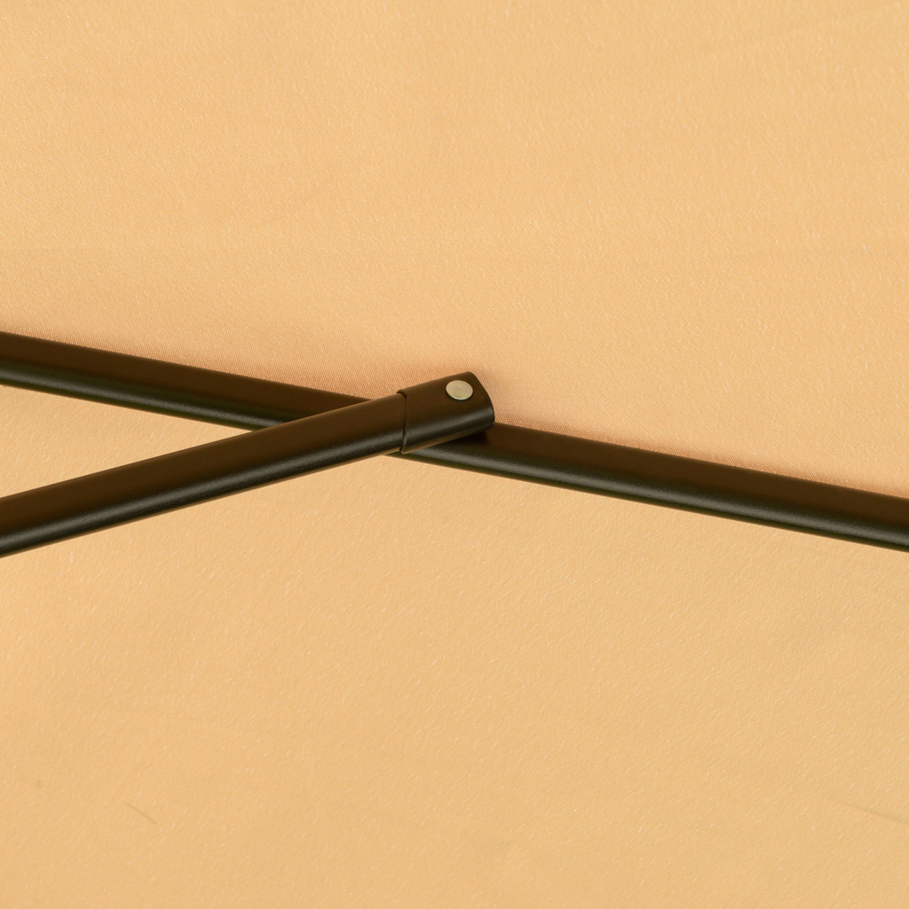 Outsunny 2.7m Garden Cantilever Banana Parasol Sun Shade w/ Crank, Light Brown