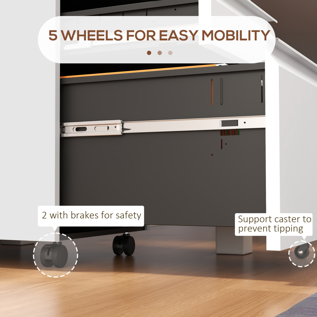 Secure Rolling File Storage Cabinet - Compact Steel, Locking Drawers, Mobile Design
