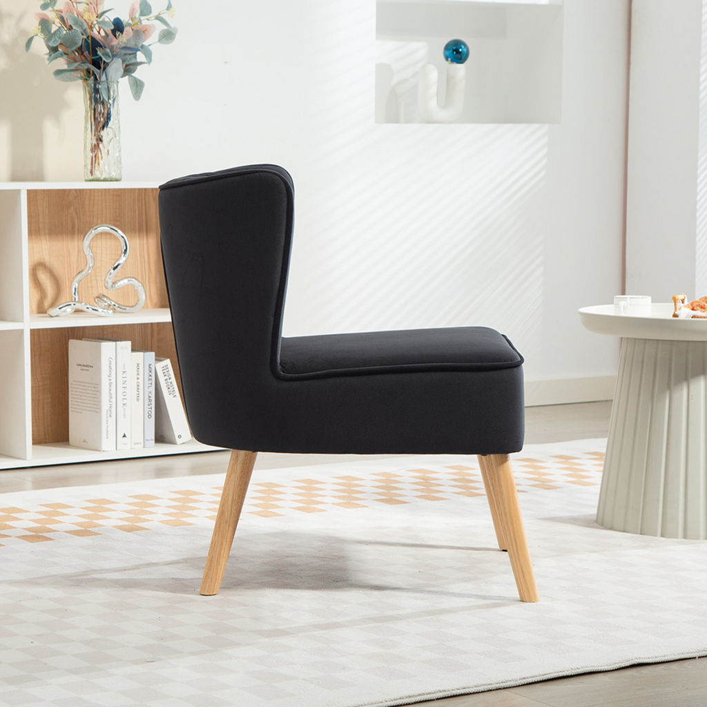 HOMCOM Velvet Accent Chair Occasional Tub Chair for Living Room, Black