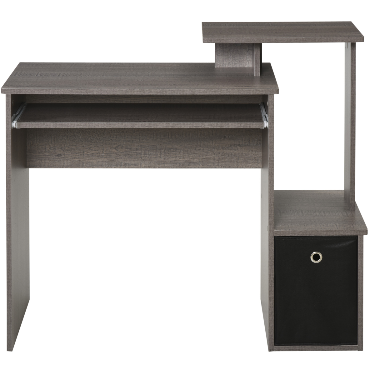 Unique Grey Computer Desk with Sliding Tray & Hidden Storage Solutions