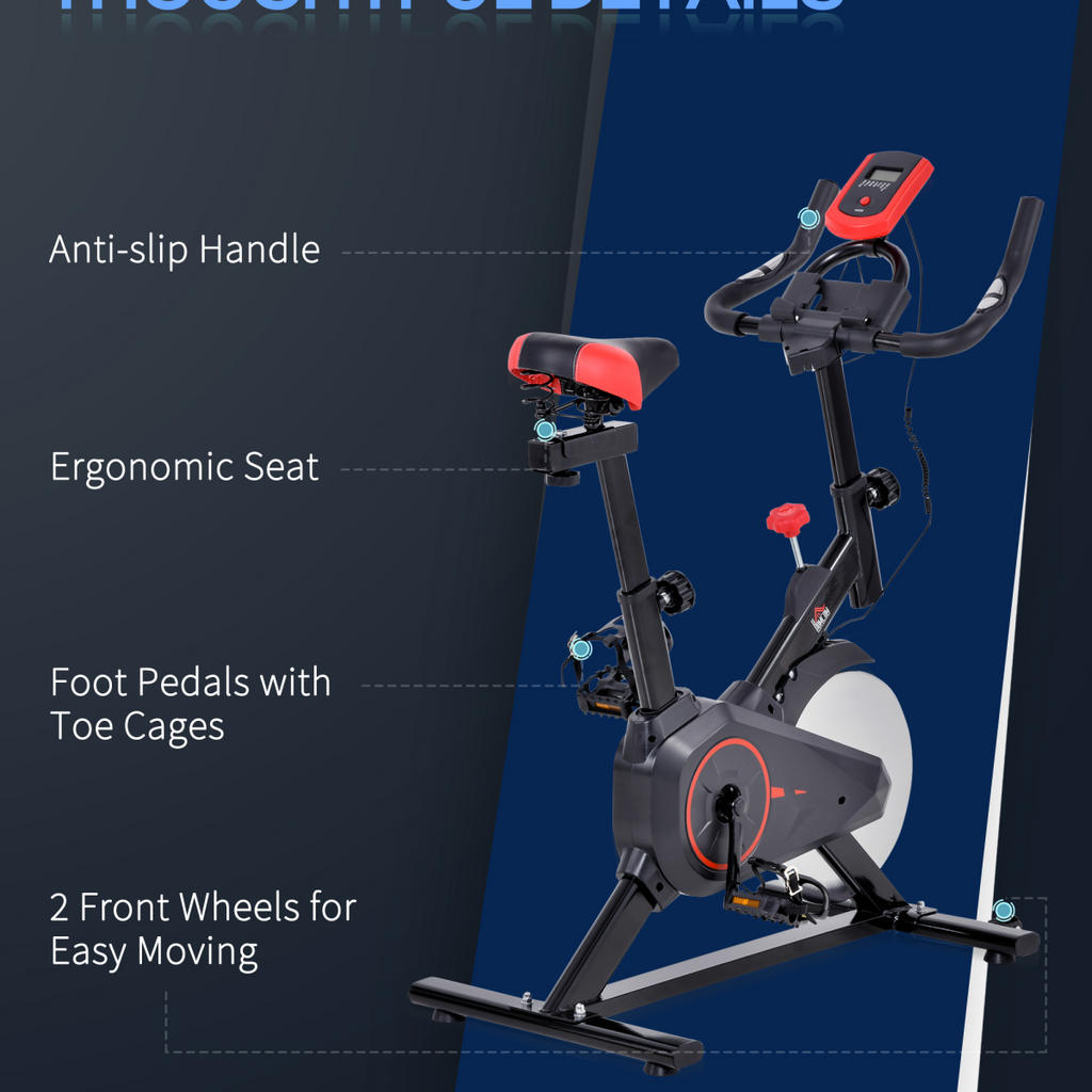 HOMCOM Indoor Exercise Bike with Adjustable Height, Resistance