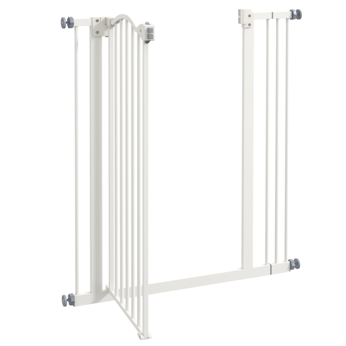 PawHut 74-87cm Adjustable Metal Pet Gate Safety Barrier w/ Auto-Close Door White