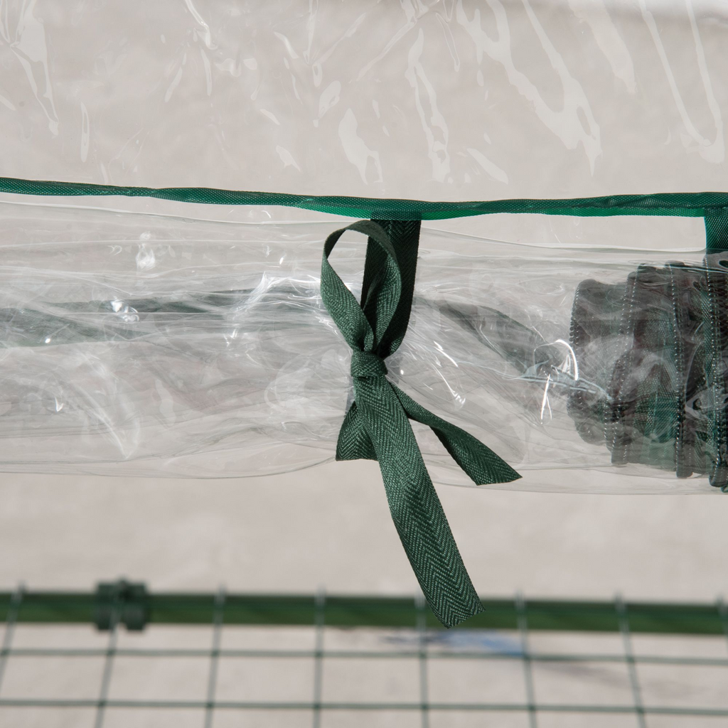 3 Tier Mini Greenhouse Roll Up Door Wire Shelves, 69x49x125cm, Clear