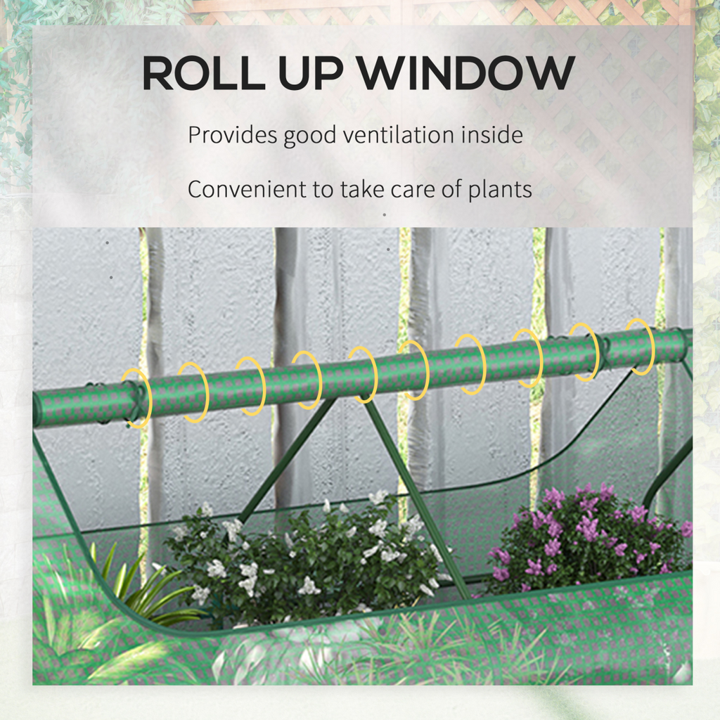 Outsunny Dual-Use Raised Garden Bed with Greenhouse & Large Viewing Window