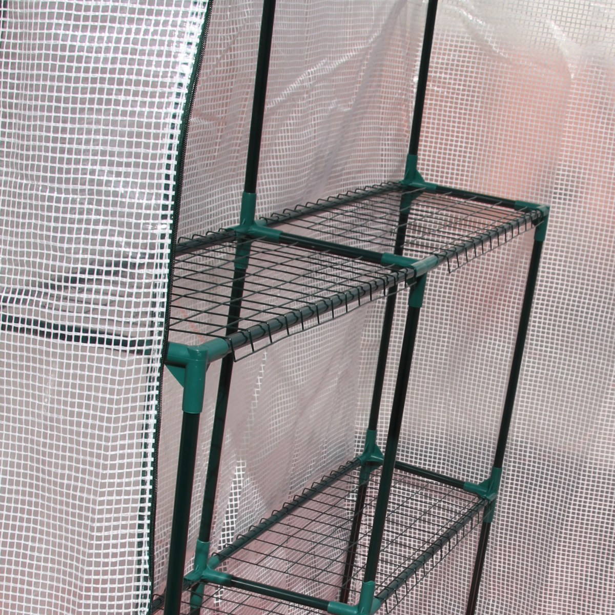 Outsunny Portable PE Greenhouse with 2-Tier Shelf - Protect Your Plants!