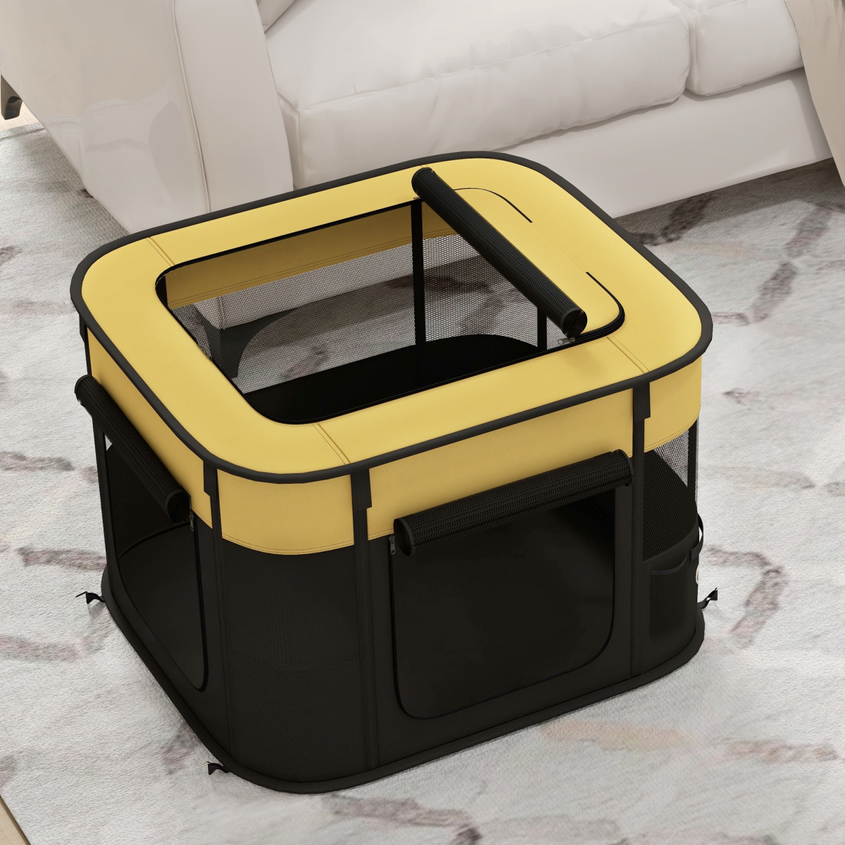 PawHut Portable Dog Pen for Puppies, Rabbits, Kittens, Guinea Pigs - Yellow