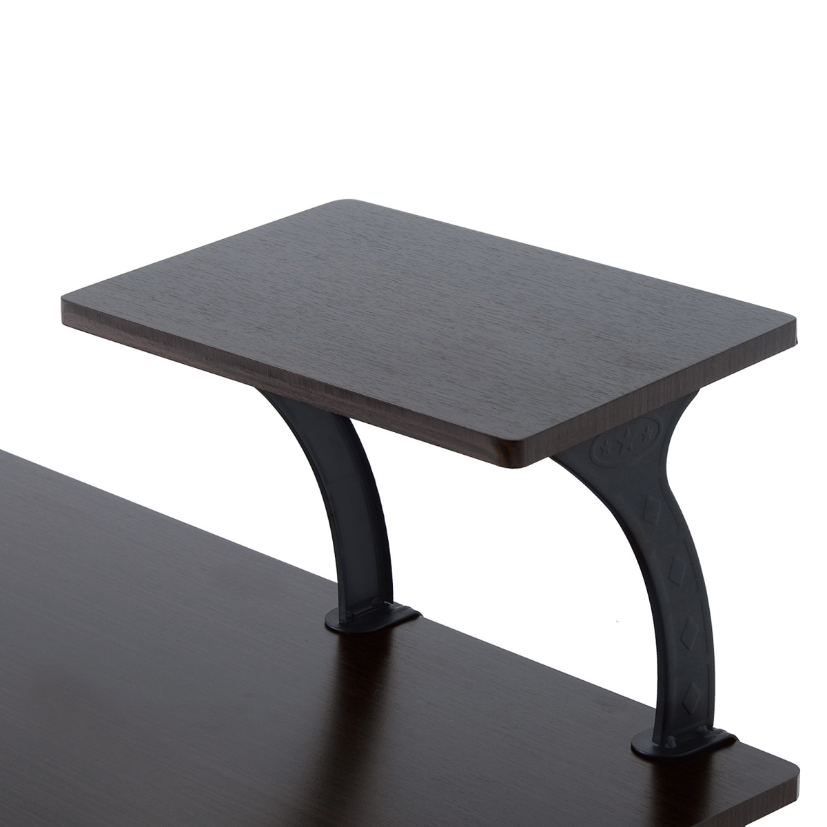 Compact Modern Home Office Desk with Sliding Tray & Movable Shelf - Dark Brown