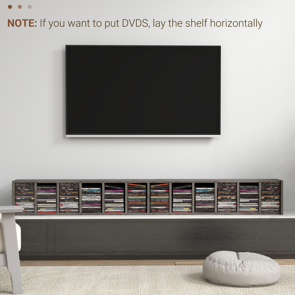 HOMCOM Adjustable CD Media Display Shelves - Set of 2, Mocha Wood