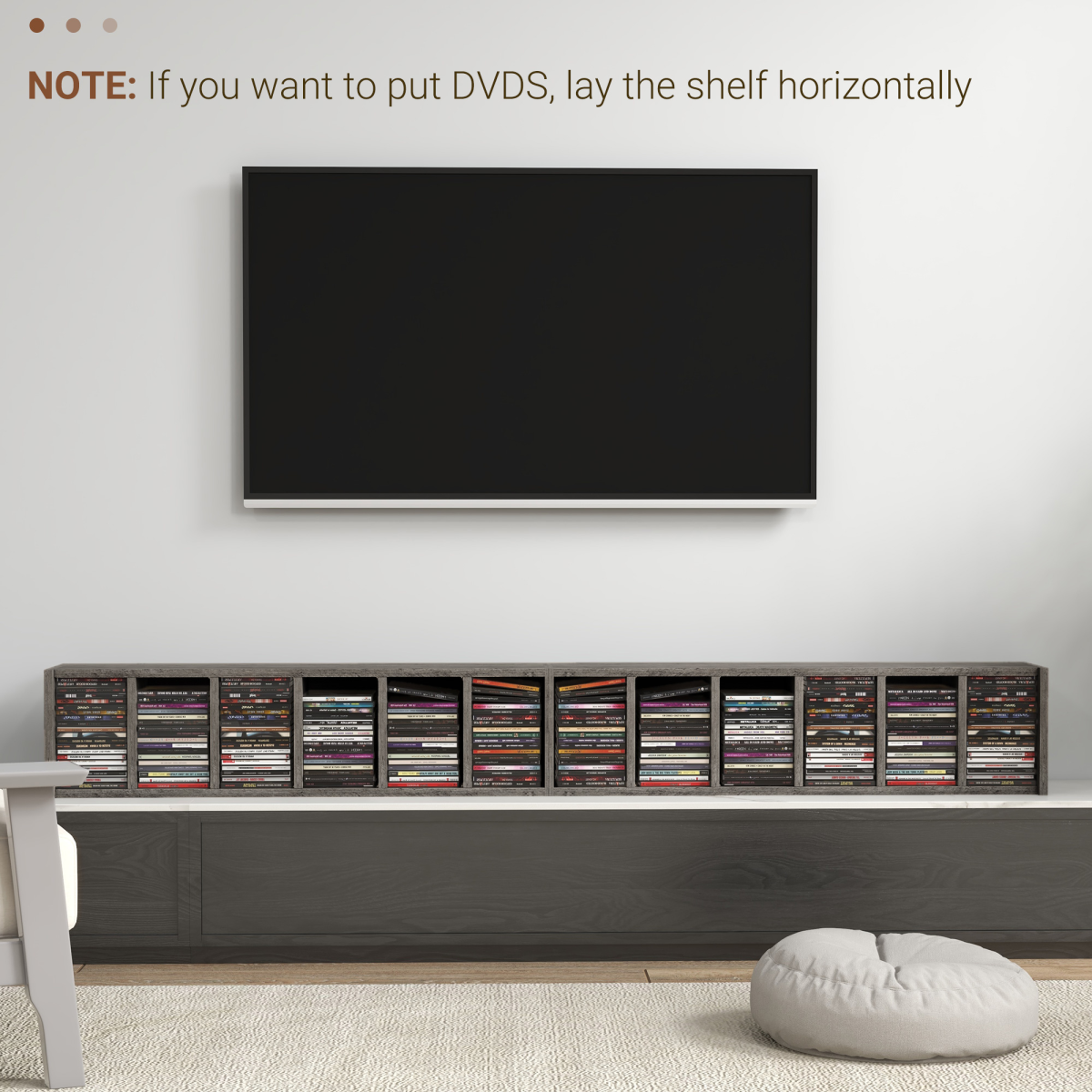 HOMCOM Adjustable CD Media Display Shelves - Set of 2, Mocha Wood