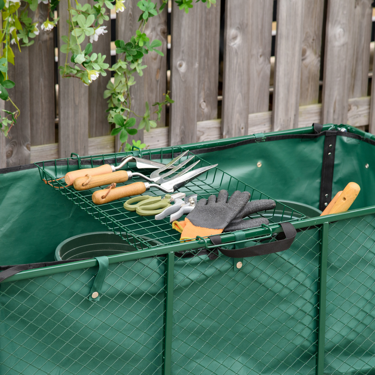 Large 4 Wheel Garden Cart Truck Trolley Wheelbarrow - Green Trailer