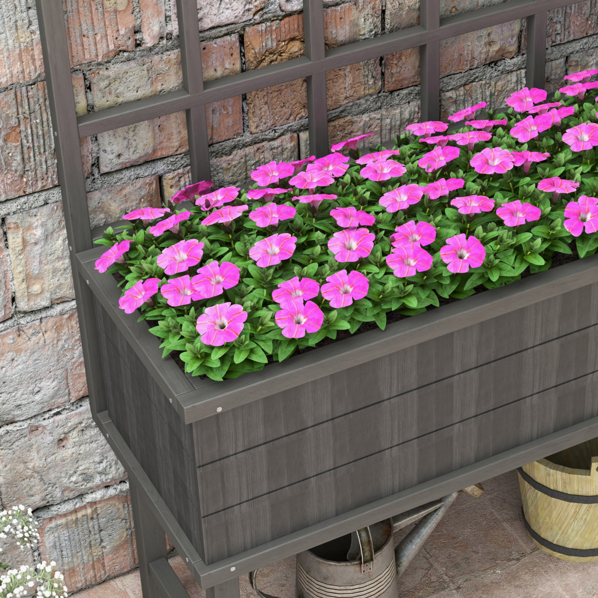 Outsunny Elevated Wood Planter with Trellis - Grow Vines Effortlessly!